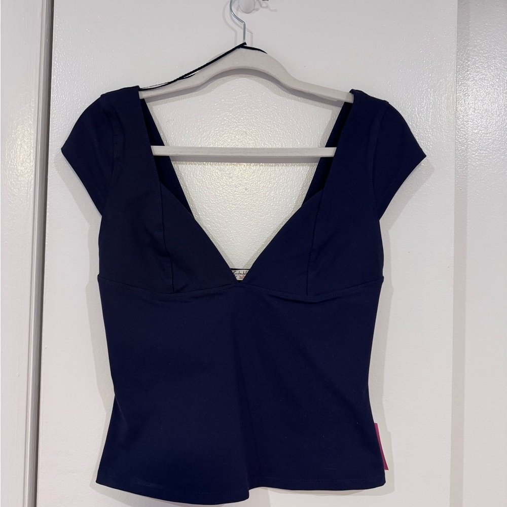 Free People Navy V-Neck Crop Top